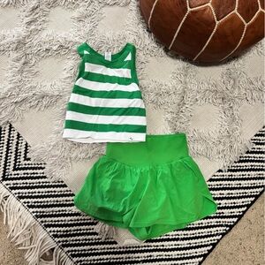 Target Green and White Striped Girls Skort Set